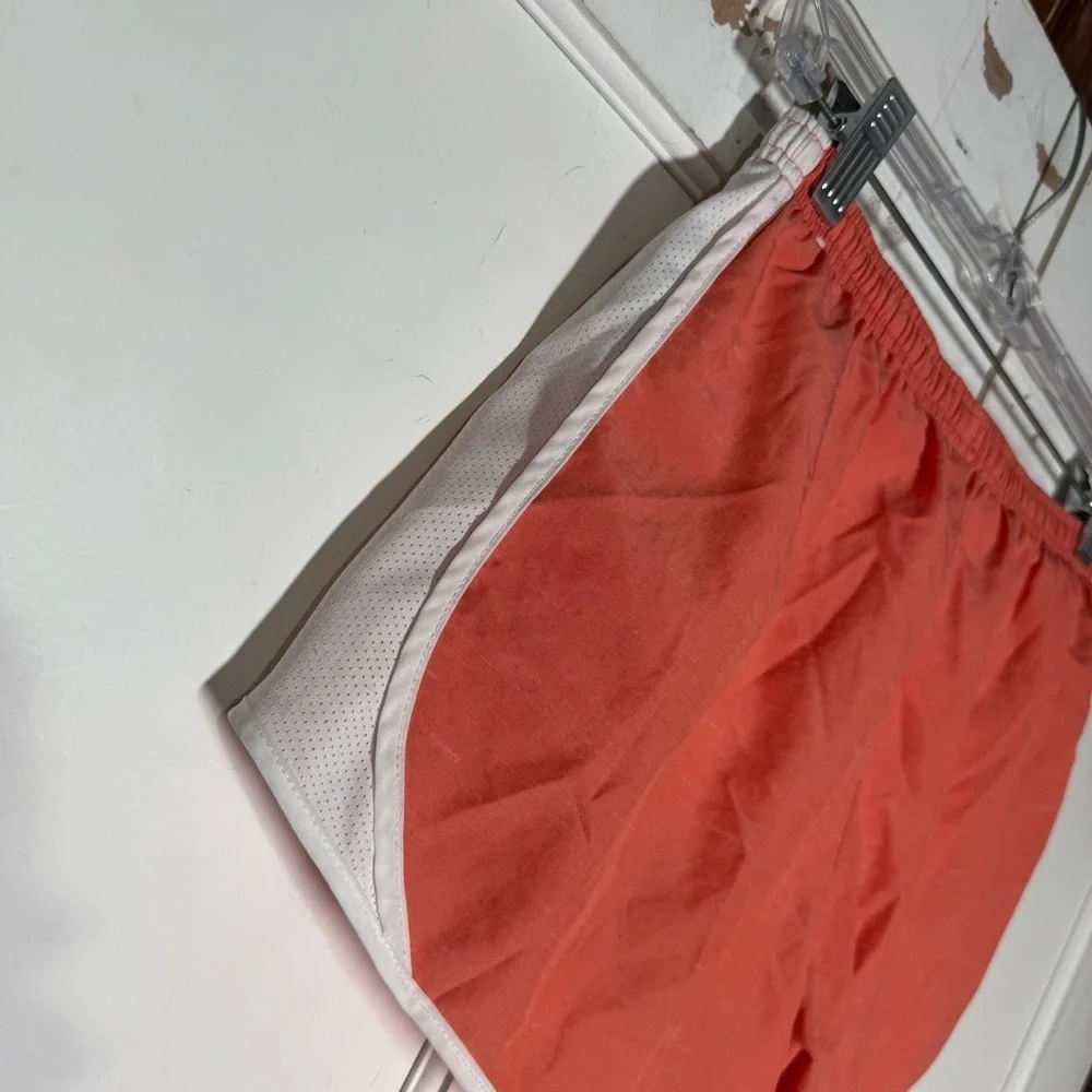 Nike Dri-Fit Athletic Shorts Coral and White Swoosh Logo Girls Size XL